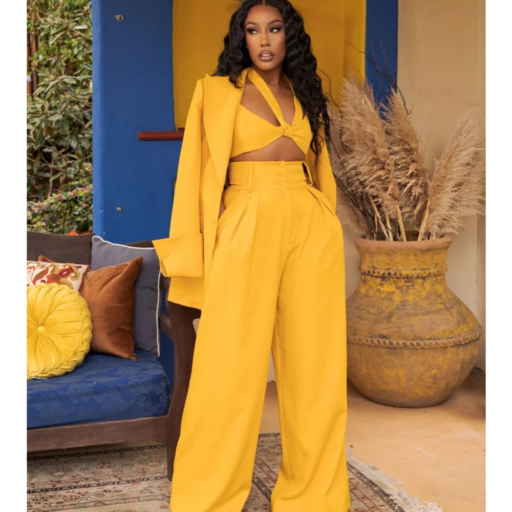 Ellaé Lisqué Yellow Pants Suit. Called: Bossy and Fly.